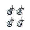 Picture of Caster Kit, Medium Duty 1/2-13 x 1" Threaded Stem Caster With 2" Blue Polyolefin Wheel, 4 Brake In Retail Box