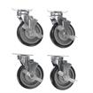 Picture of Caster Kit, Medium Duty 3-1/2" x 3-1/2"  Plate Caster With 5" Blue Polyurethane Wheel, 4 Brake In Retail Box