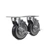 Picture of Caster Kit, Medium Duty 3-1/2" x 3-1/2"  Plate Caster With 5" Blue Polyurethane Wheel, 4 Brake In Retail Box
