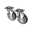 Picture of Caster Kit, Medium Duty 3-1/2" x 3-1/2"  Plate Caster With 5" Blue Polyurethane Wheel, 4 Brake In Retail Box