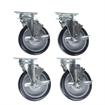 Picture of Caster Kit, Medium Duty 3-1/2" x 3-1/2" Universal Plate Caster With 5" Blue Polyurethane Wheel, 4 Brake In Retail Box