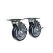 Picture of Caster Kit, Medium Duty 3-1/2" x 3-1/2" Universal Plate Caster With 5" Blue Polyurethane Wheel, 4 Brake In Retail Box