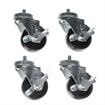 Picture of Caster Kit, Medium Duty 1/2-13 x 3/4" Threaded Stem Caster With 3" Black Polyolefin Wheel, 4 Brake In Retail Box