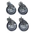 Picture of Caster Kit, Medium Duty 5/8-11 x 1" Threaded Stem Caster With 5" Blue Polyurethane Wheel, 4 Brake In Retail Box