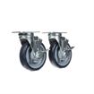 Picture of Caster Kit, Medium Duty 2-3/8" x 3-5/8" Plate Caster With 5" Blue Polyurethane Wheel, 4 Brake In Retail Box
