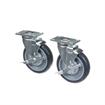 Picture of Caster Kit, Medium Duty 2-3/8" x 3-5/8" Plate Caster With 5" Blue Polyurethane Wheel, 4 Brake In Retail Box